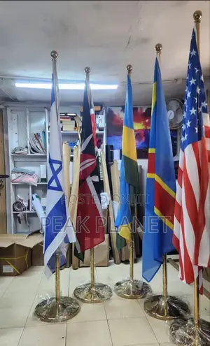 Golden Flag Stand With Flag for Sale