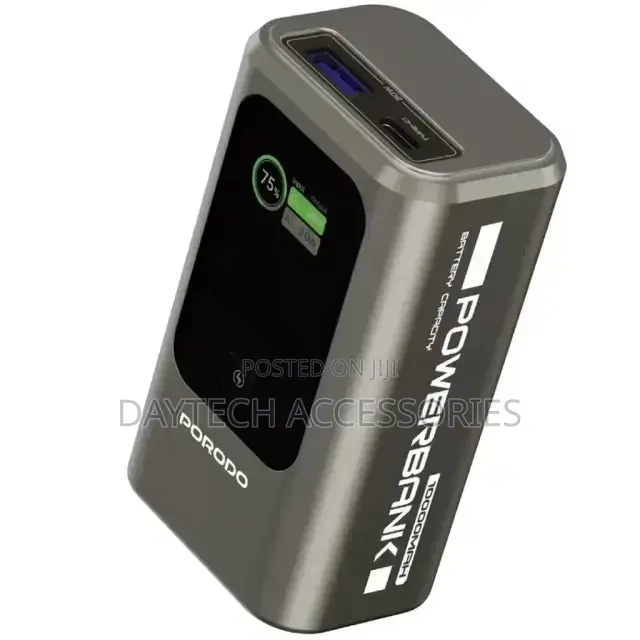 Porodo 10000mah Mini Power Bank With Real Time Display - Grey
