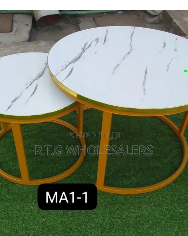 White Nesting Coffee Table – Marble Effect MDF