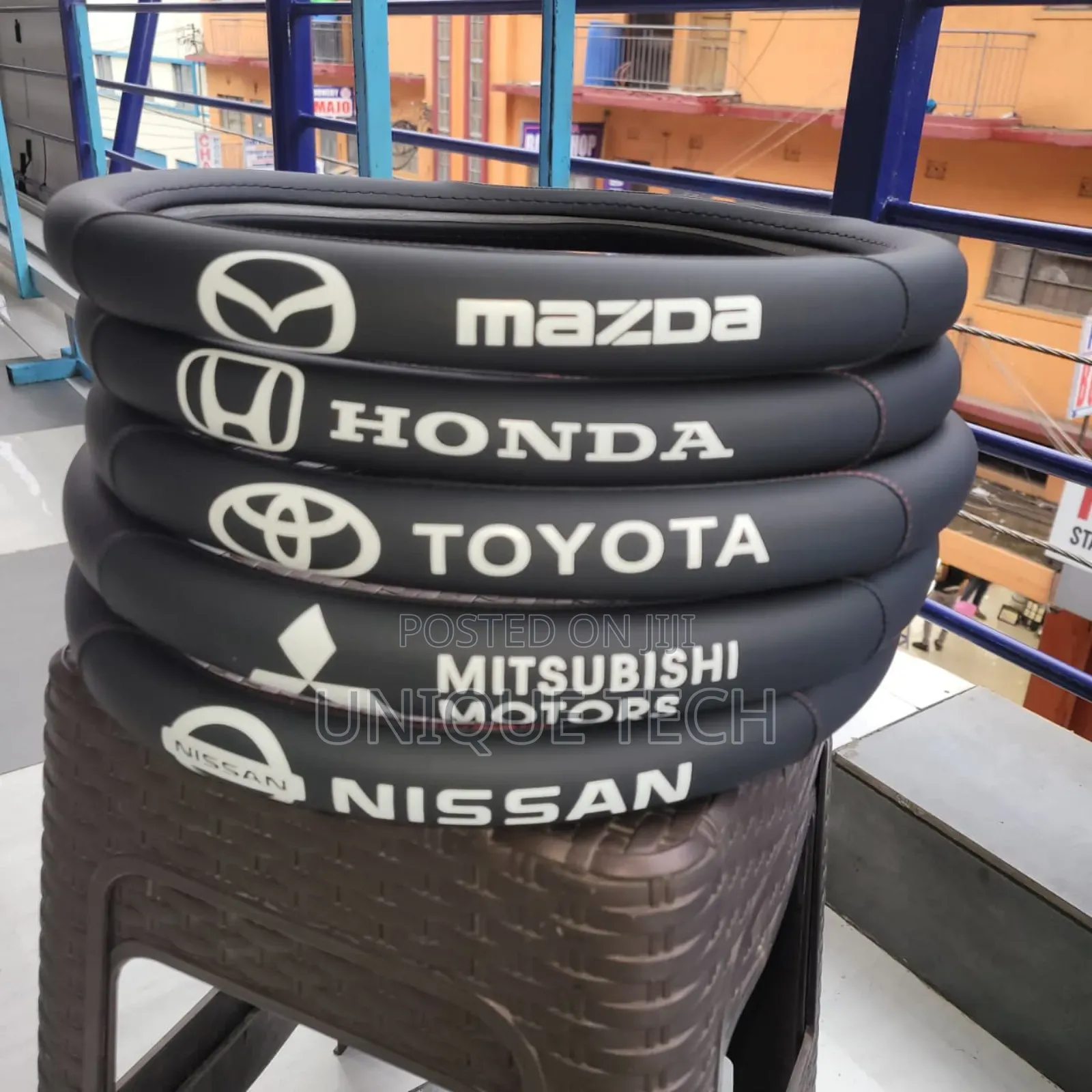 Universal Branded Leather Steering Wheel Cover