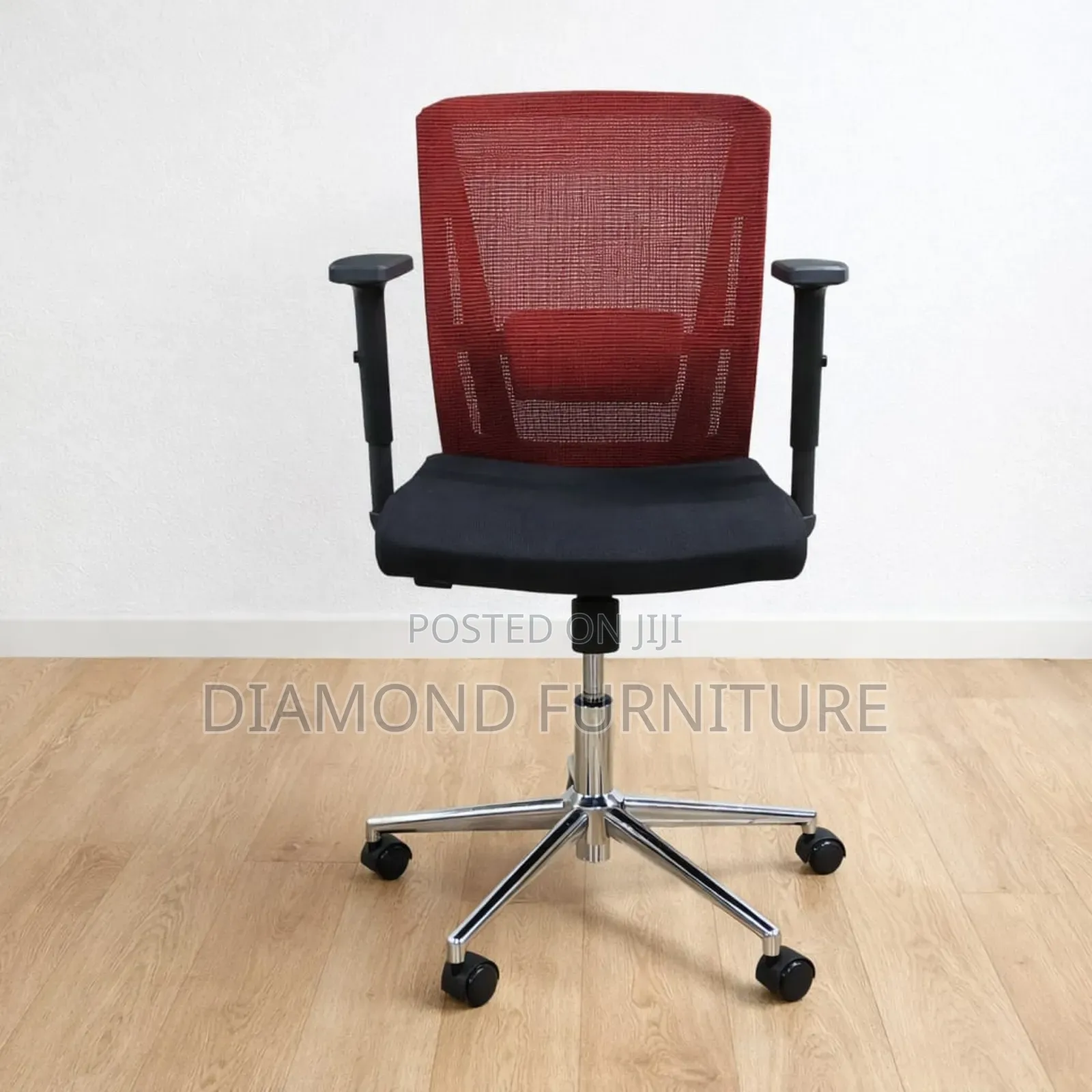 Ergonomic Red Mesh Office Chair With Adjustable Arms Lumbar Support