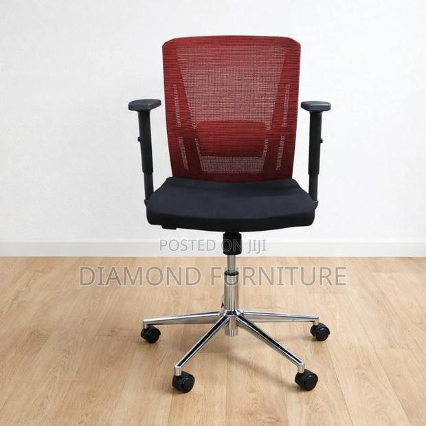 Ergonomic Red Mesh Office Chair With Adjustable Arms Lumbar Support