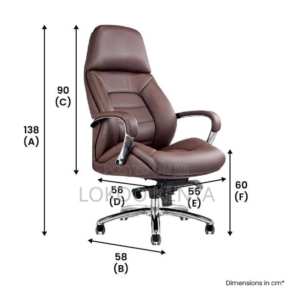 Office Chair; Leather High Back Ceo's Office Work Chair - thumbnail 2