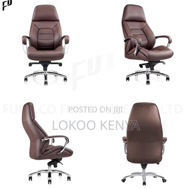 Office Chair; Leather High Back Ceo's Office Work Chair - thumbnail 4