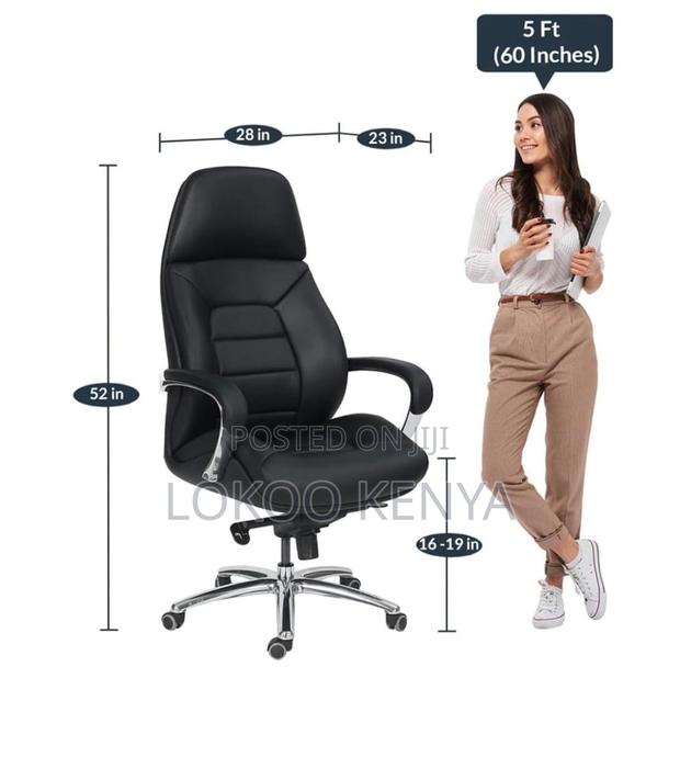 Office Chair; Leather High Back Ceo's Office Work Chair - thumbnail 10