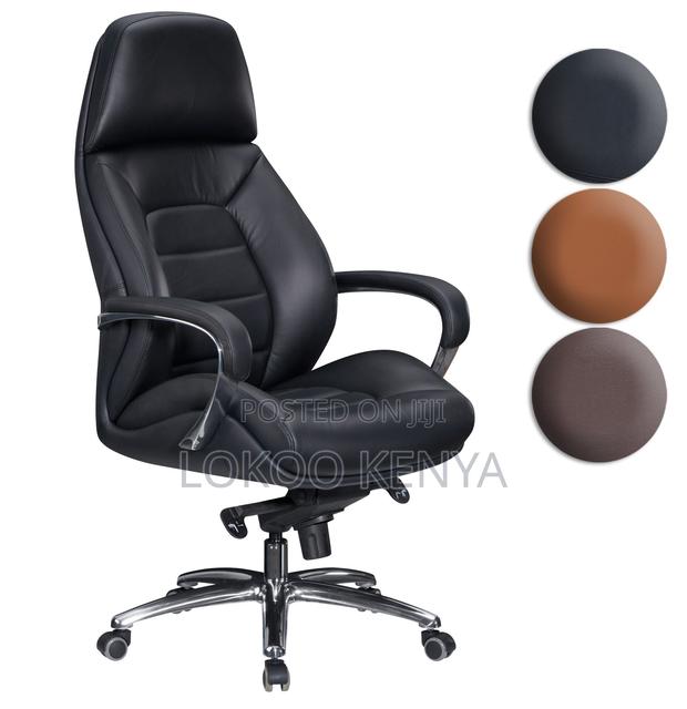 Office Chair; Leather High Back Ceo's Office Work Chair - thumbnail 14