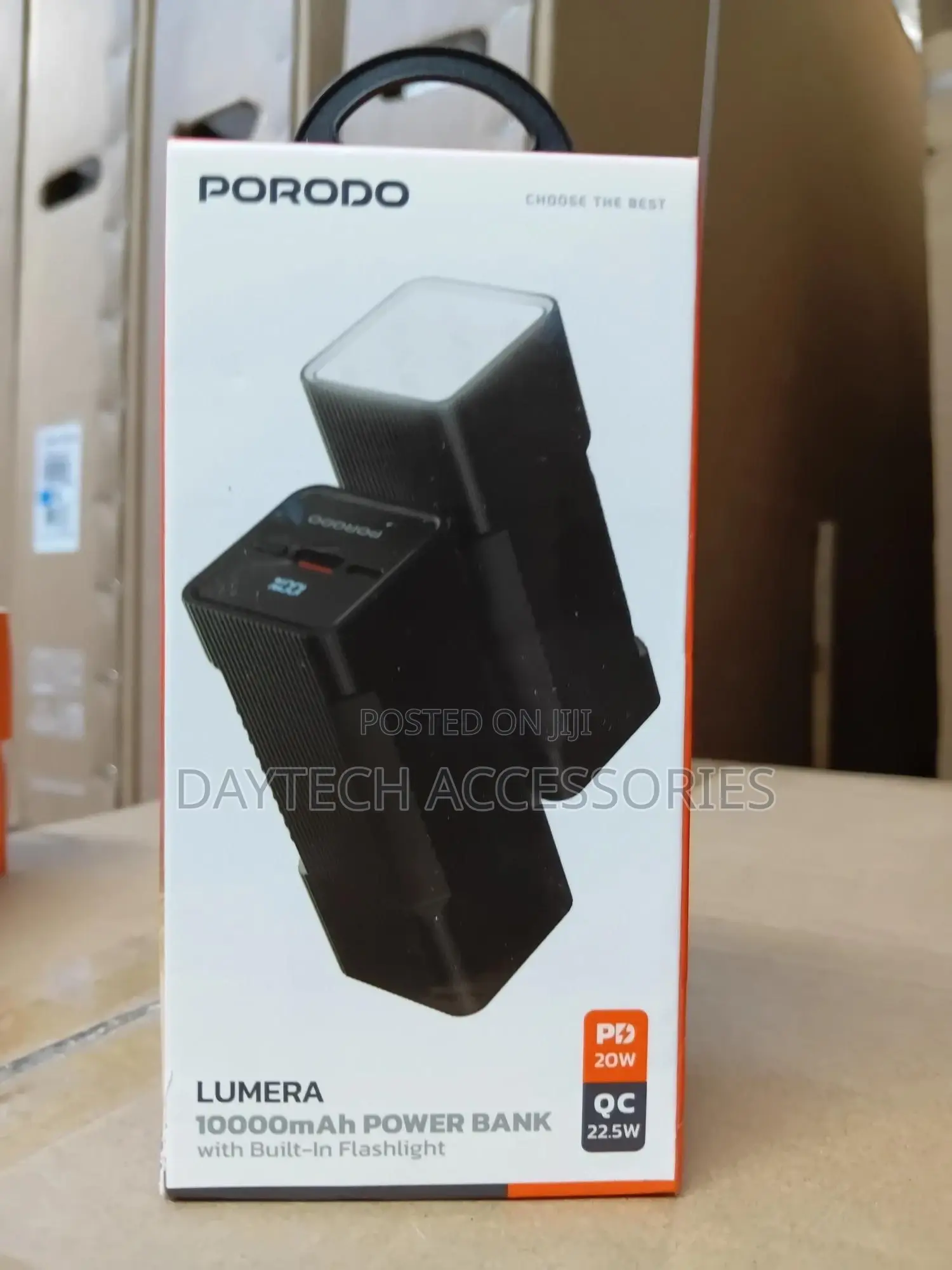 Porodo Lumera 10000mah Power Bank With Flashlight - Black