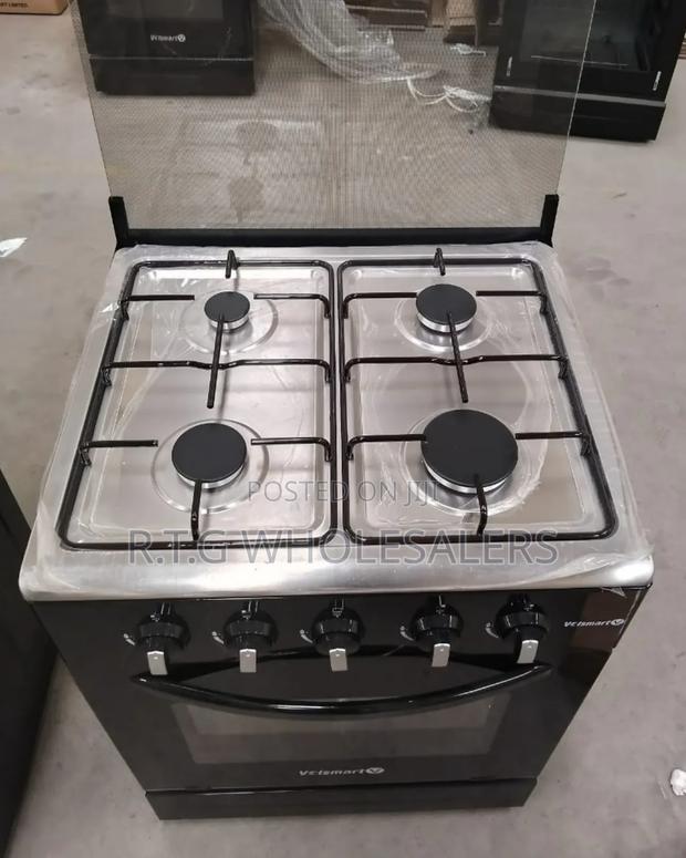 Volsmart 60×60 Cm 4‐Burner Full Gas Cooker (Black) - main view