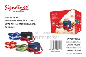 3 PCS Glass Lunch Box With Thermal Bag
