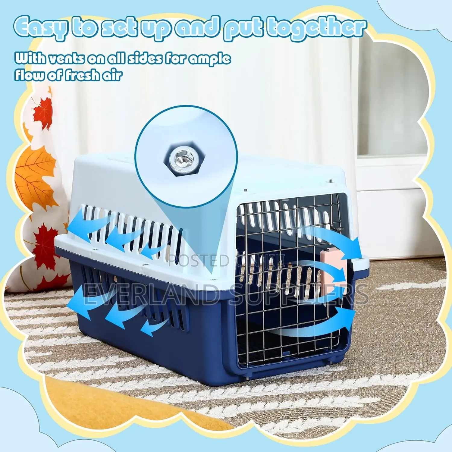 Hard Sided Travel Kennel For Small Dogs & Cats With Top Ventilation