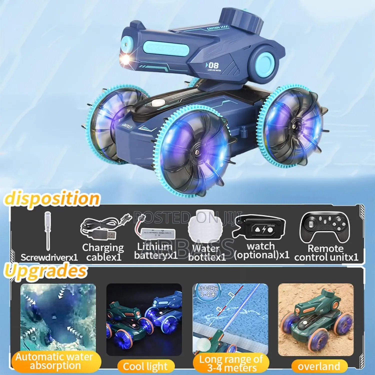Amphibious Rc Stunt Car Boat – 4wd 360° Gesture Control