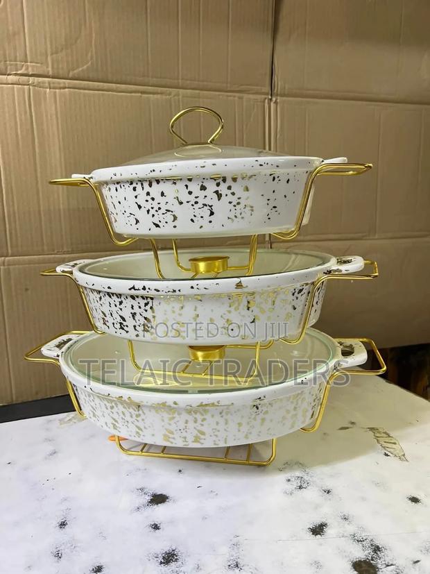 3 PCS Ceramic Chaffing Dishes