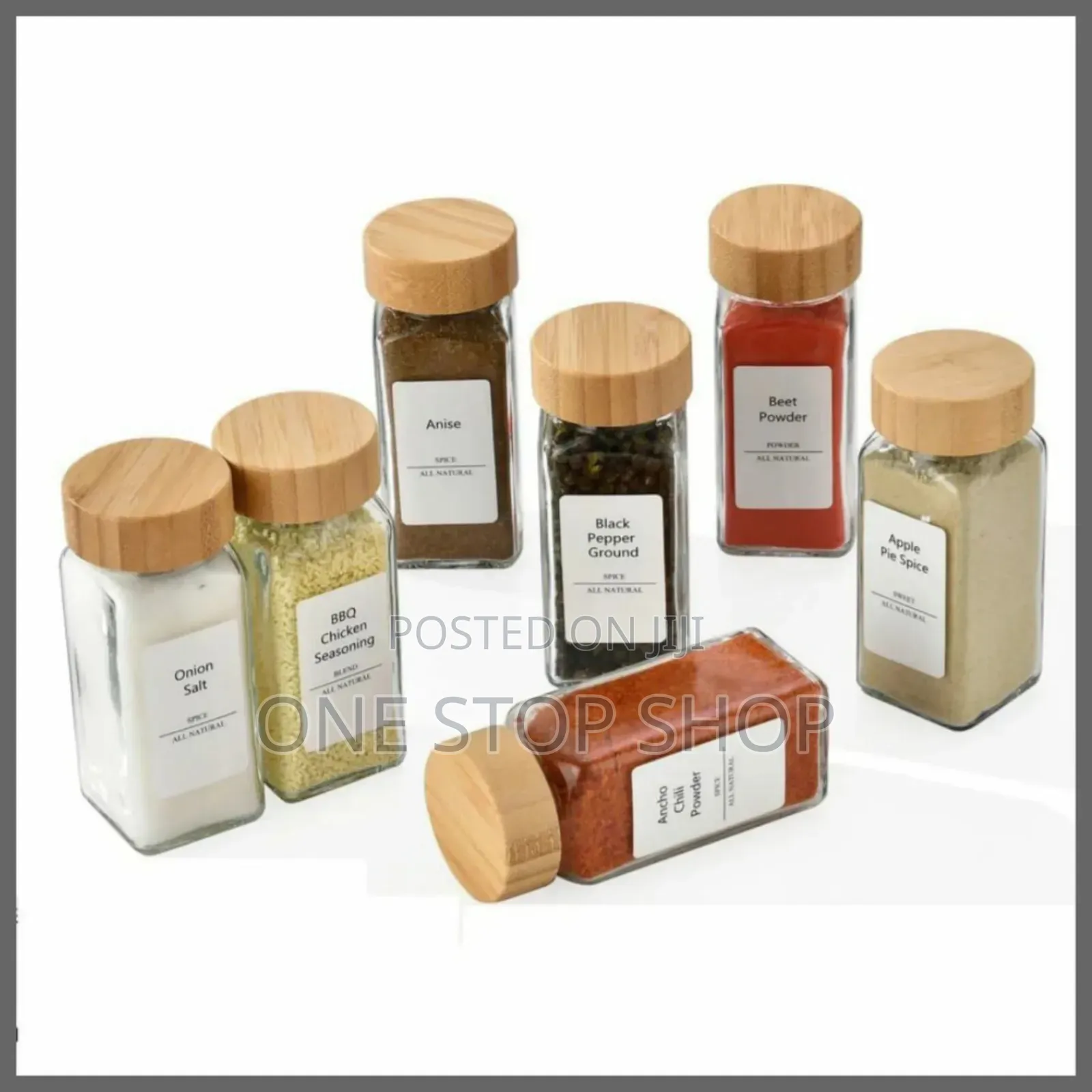 5pc Set Spice Jars With Bamboo Lid