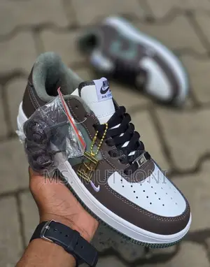 Nike Air Force 1 Low-Top Sneakers in a Brown, Olive White Colorway