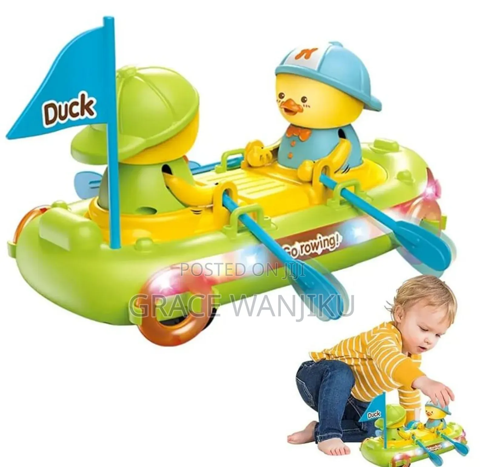 Duck Rowing Boat Battery Toy With Lights Music