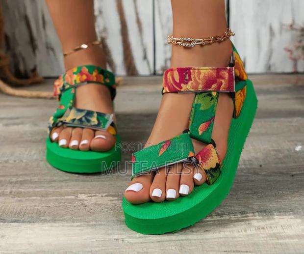 Green,Red Black Stylish Summer Open Shoes - main view