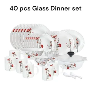 40 PCS Signature Glass Dinner Sets Chrys Red