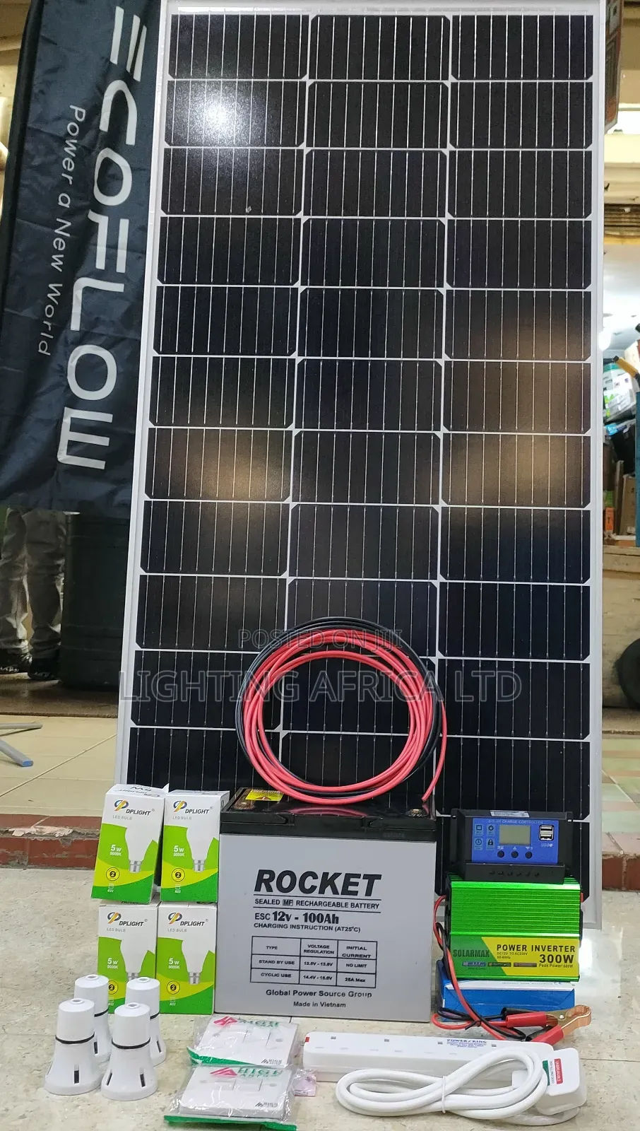 Top Quality Package 150 Watts Solar -100ah Gel Battery - 300w Inverter