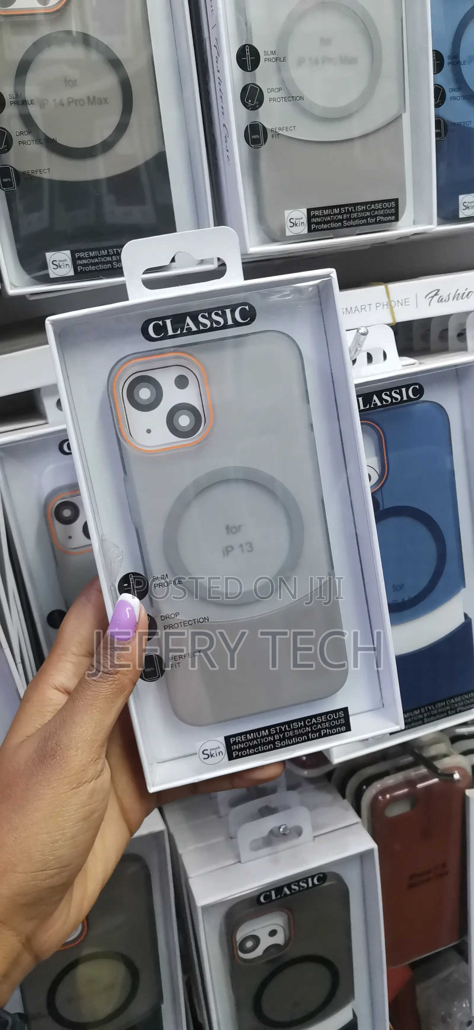 Vedias Matte Magnetic 2 in 1 Clear Case for iPhone 13 -Gray