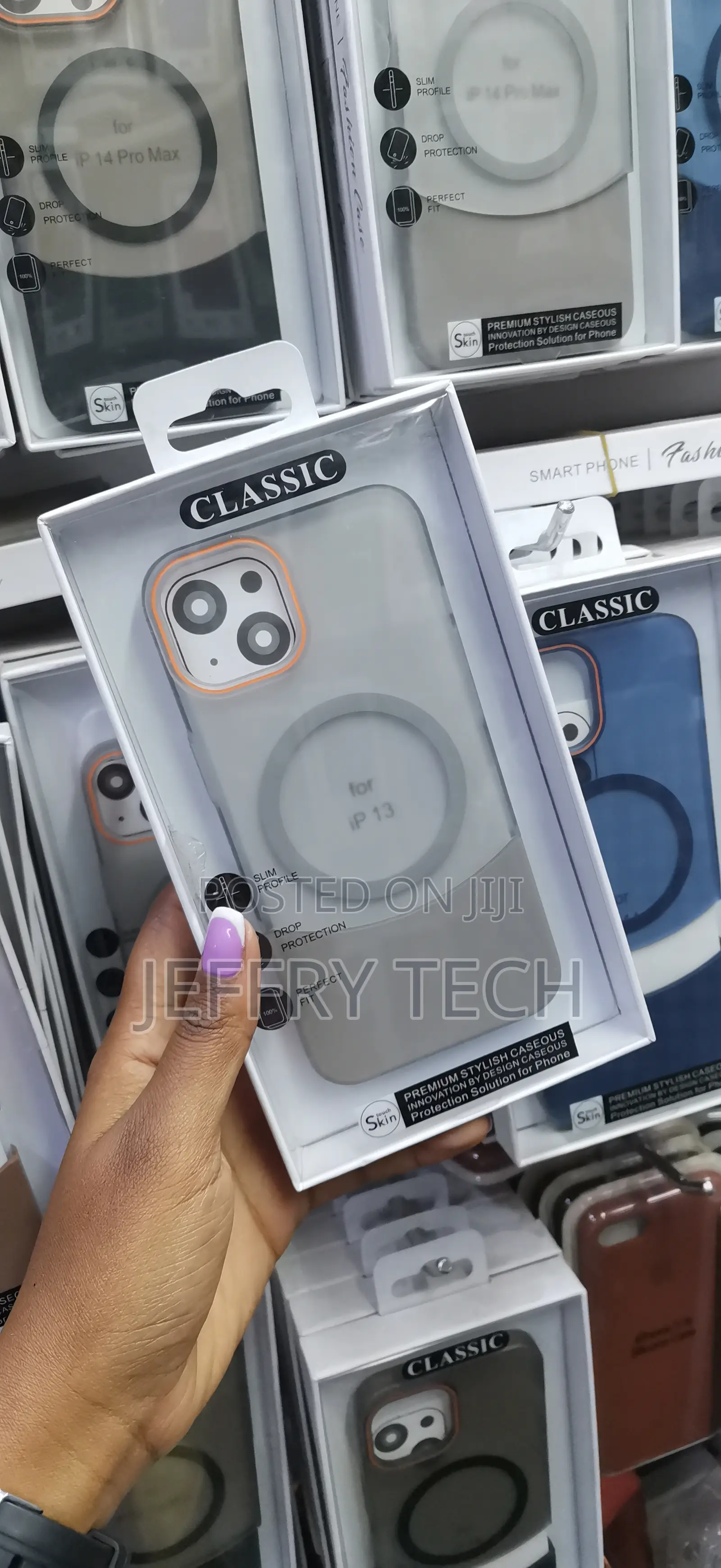 Vedias Matte Magnetic 2 in 1 Clear Case for iPhone 13 -Gray