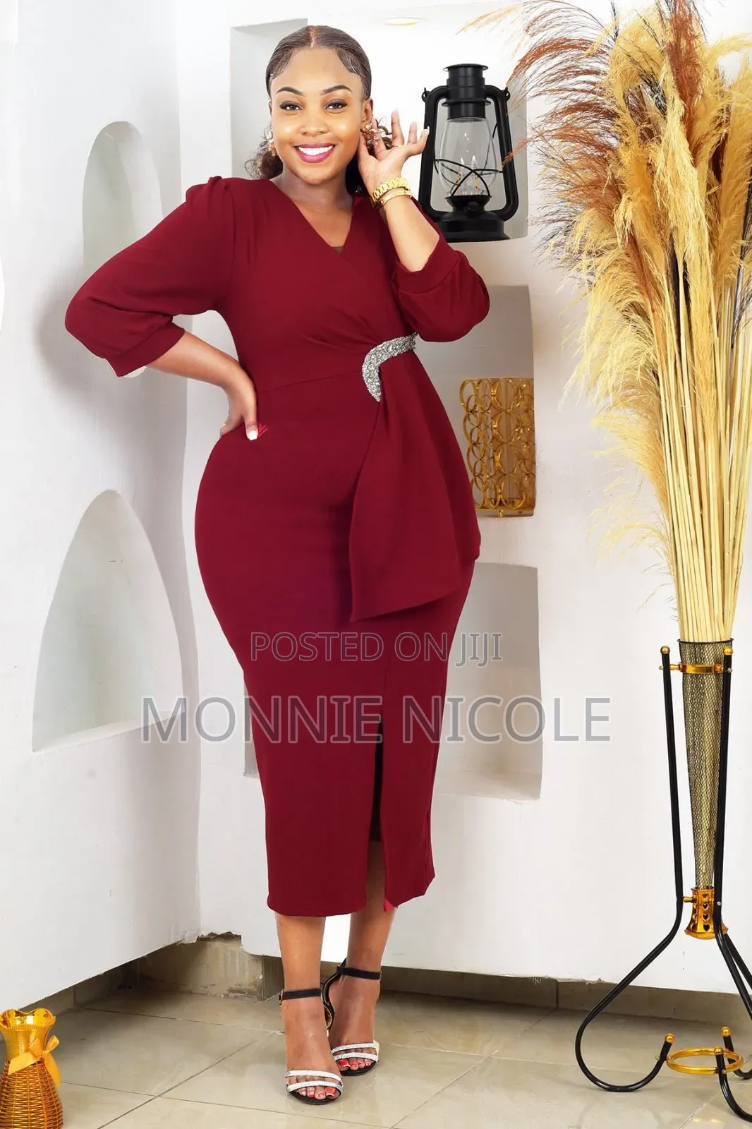 Fine Burgundy Evening Wear/Dinner Dress/ Graduation Dress