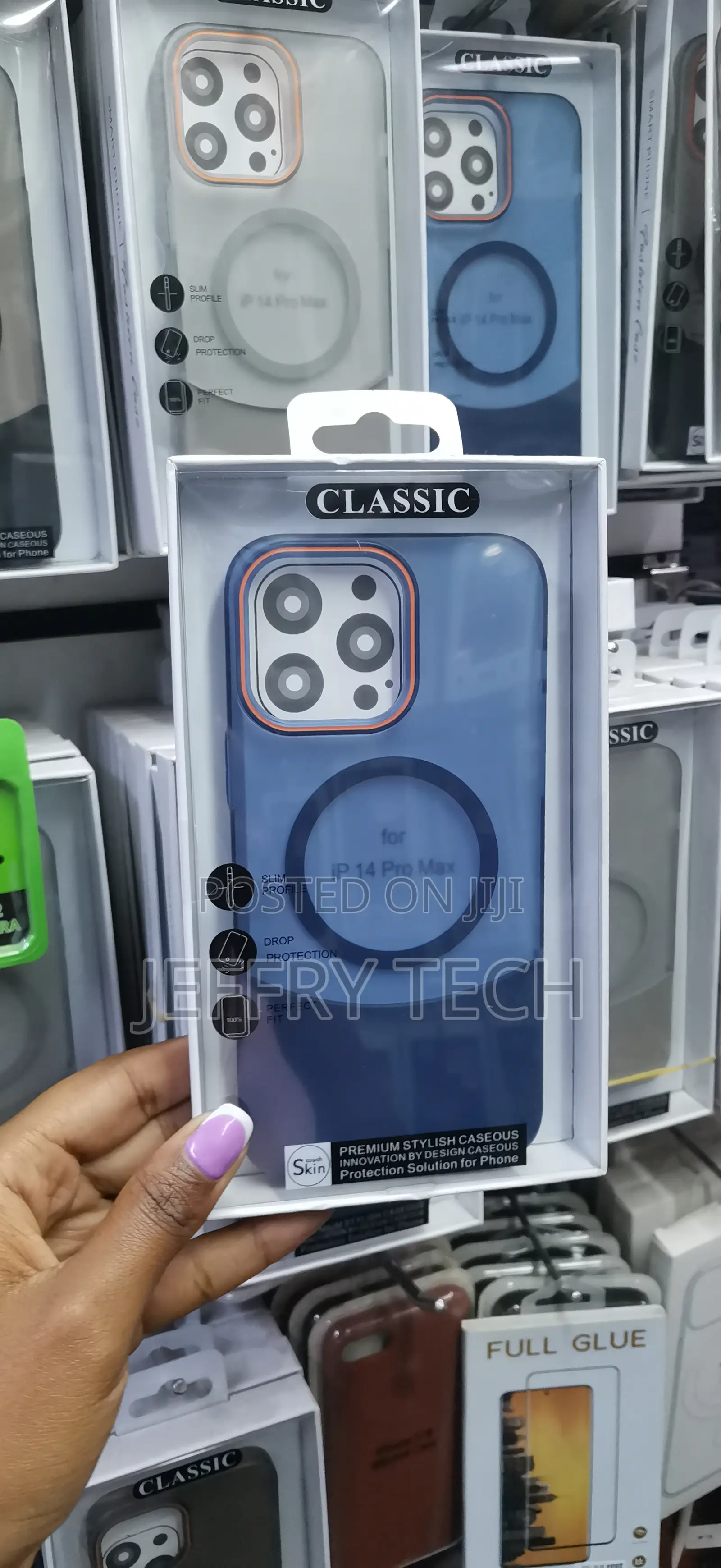 Japiku Matte Magnetic 2 in 1 Clear Case for iPhone14 Pro Max -Blue