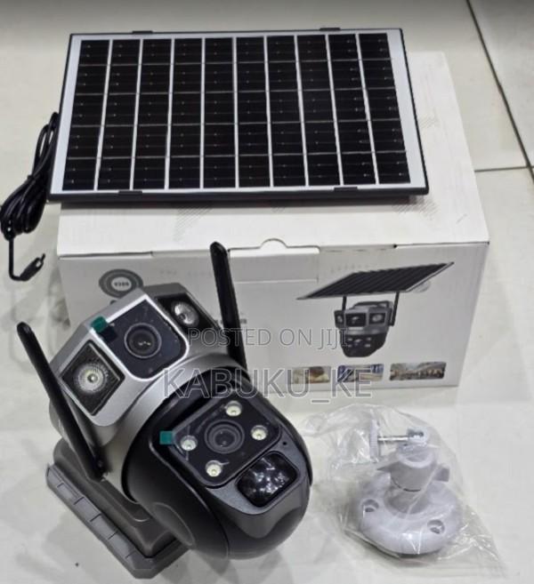 Simcard 4mp Solar-powered Dome Cctv Security Camera Dual Lens