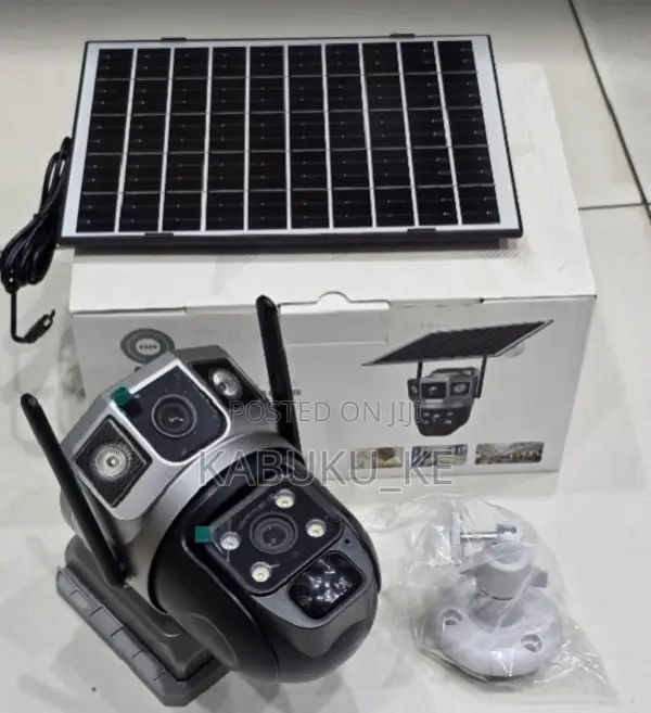 Simcard 4mp Solar-powered Dome Cctv Security Camera Dual Lens