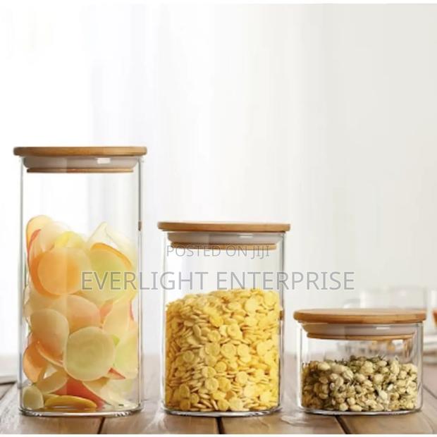 Air Tight Glass Cereal Container With Bamboo Lid