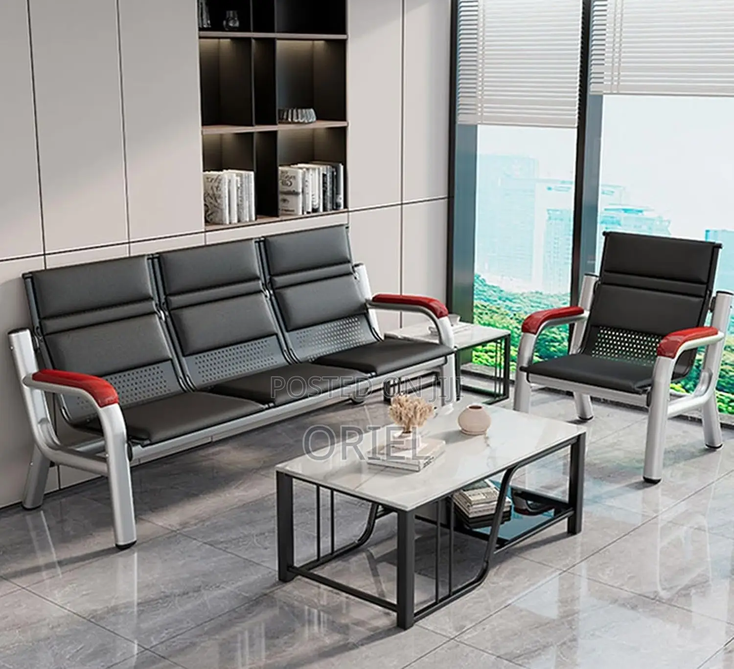 Office Sofa; Modern Business Lobby Sofa With Arm Support