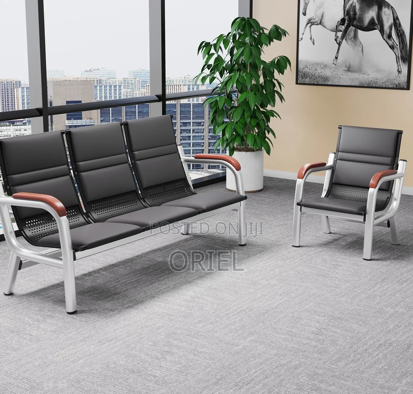 Office Sofa; Modern Business Lobby Sofa With Arm Support