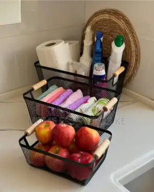 *3 PCS Set Modern Hard Plastic Storage Basket With Wooden Handles