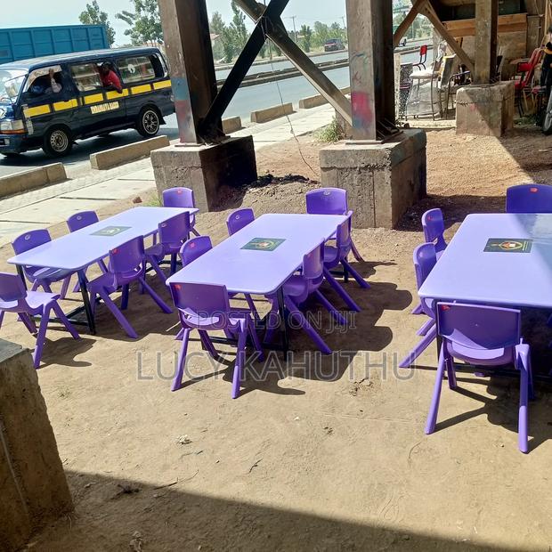 Kindergarten Set With Purple Plastic Chairs - main view