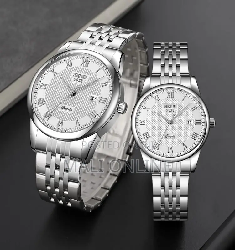 Skmei Couple Watch Set Stainless Steel Matching His and Hers