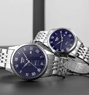 Skmei Couple Watch Set Stainless Steel Matching His and Hers
