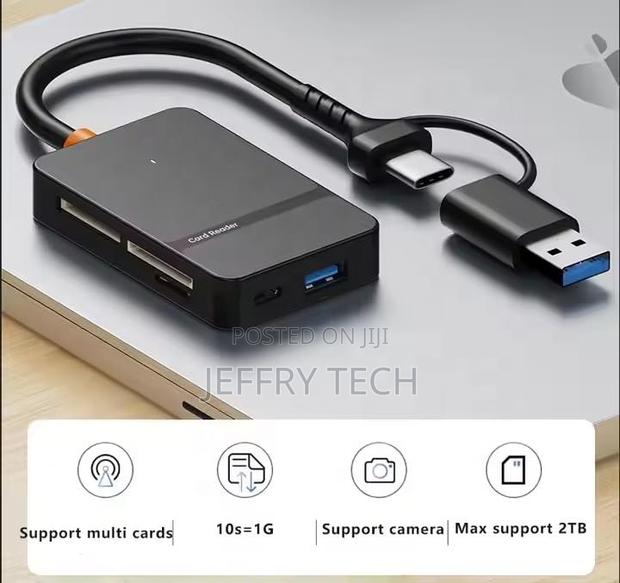Usb Type C + Usb 3.0 8 in 1 Multi-Ports Card Reader Support Ms Cf Tf/S - thumbnail 5