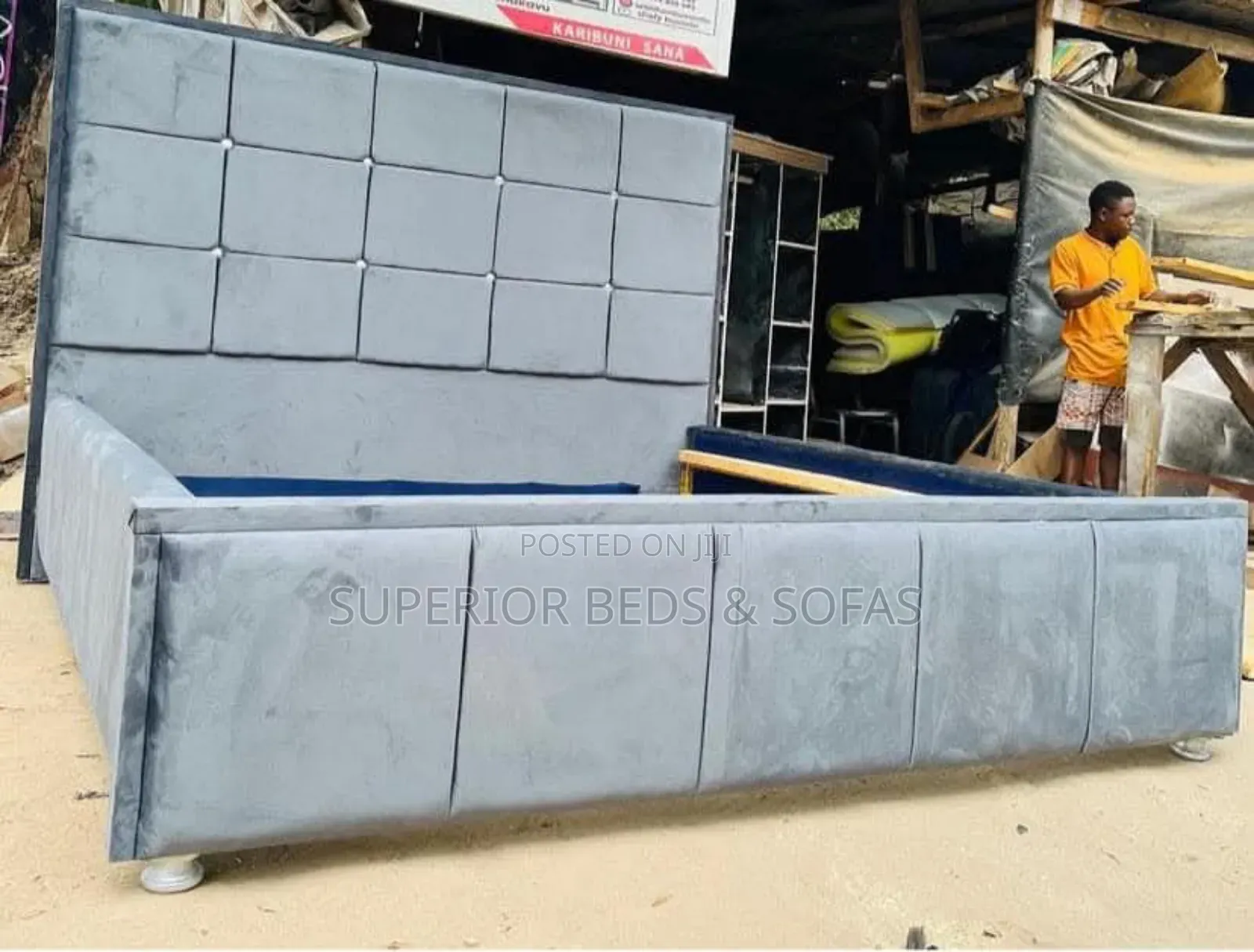 5*6 Minimalist Grey Panel Bed