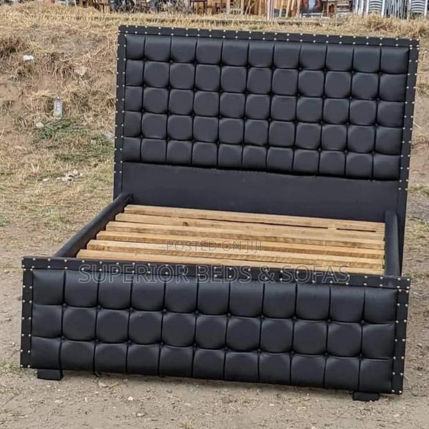 Classic MDF 5 *6 Black Panel Bed - main view