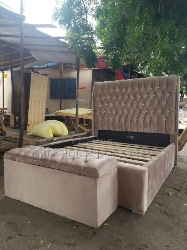 Beige Tufted Quality 5 by 6 Bed - main view