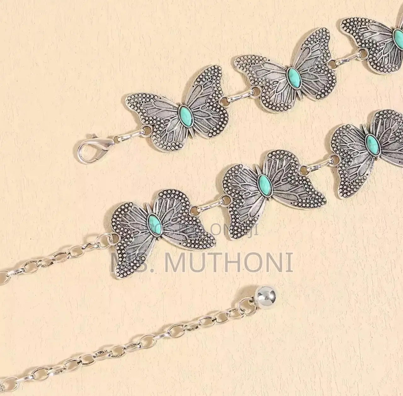Vintage-inspired Metal Waist Chain Belt Featuring Butterfly Motifs