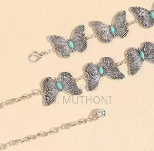 Vintage-inspired Metal Waist Chain Belt Featuring Butterfly Motifs