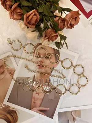 Women's Gold-Colored Circle Link Metal Waist Chain Belt
