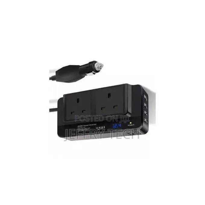 Car Power Inverter, 200w With 2 Socket Ports and 4 Usb Ports