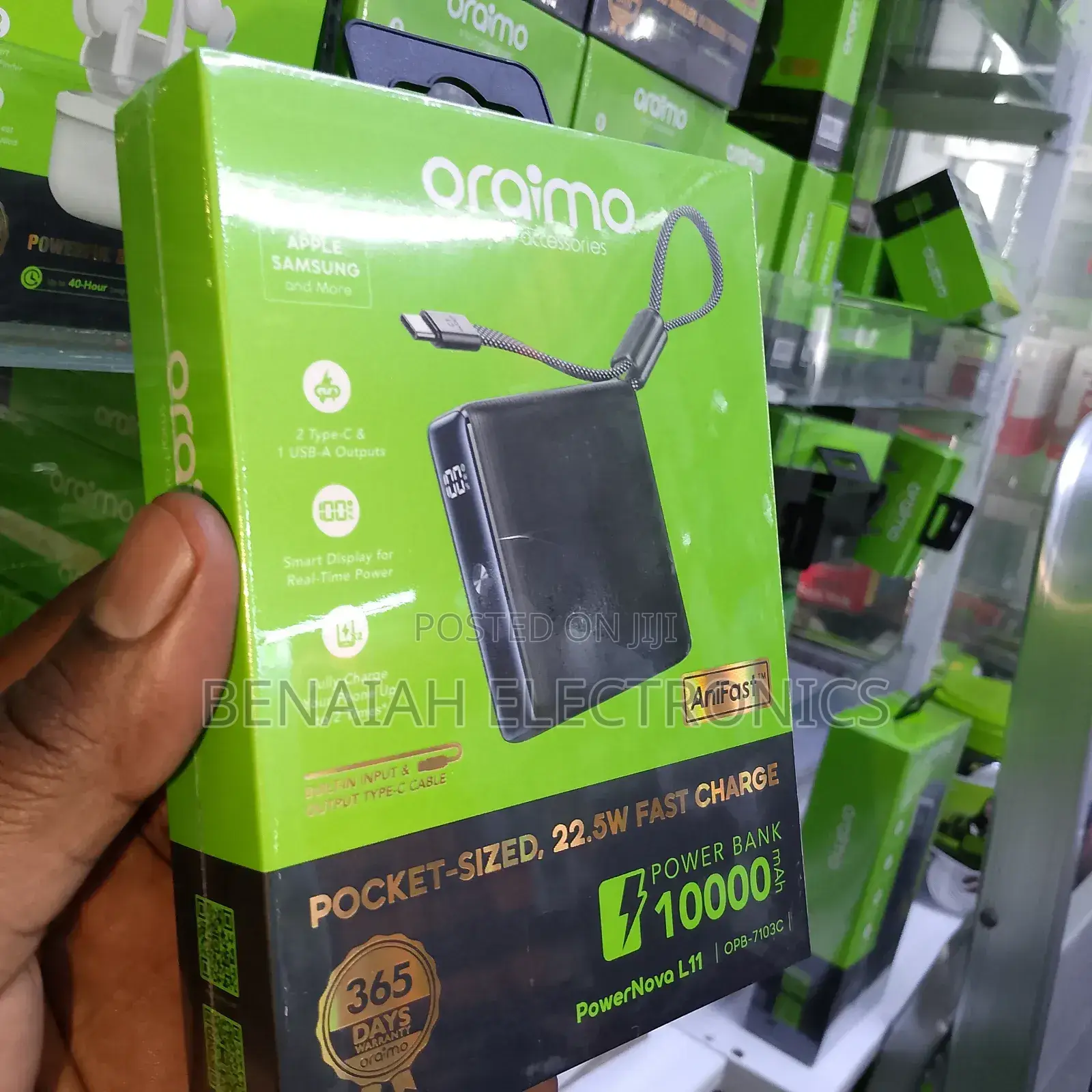 Efficient Pocket Sized Oraimo Powerbank 10000mah,22.5 Watty