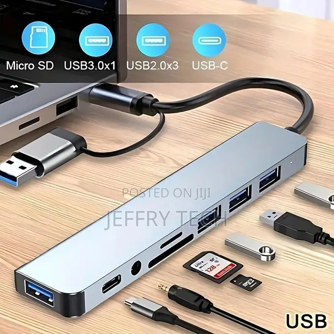 8 in 1 Ports Usb a Type C Hub Concentrator Docking Station 3 0 Multi A