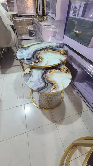 Modern Luxury 2in1 Marble Effect Nesting Tables