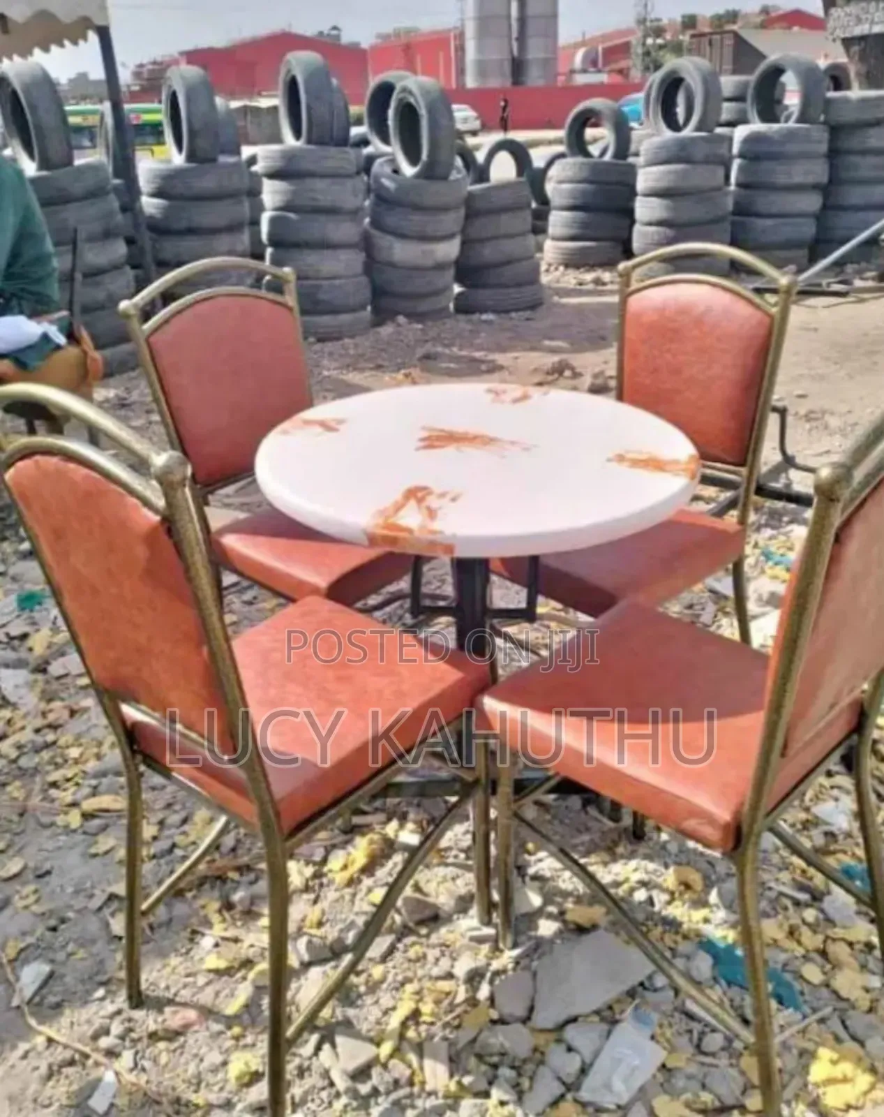 Rasty Power Coating Finish Brown Balls Chairs