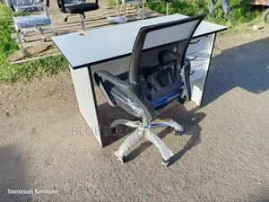 White Office Desk With Adjustable Mesh Chair