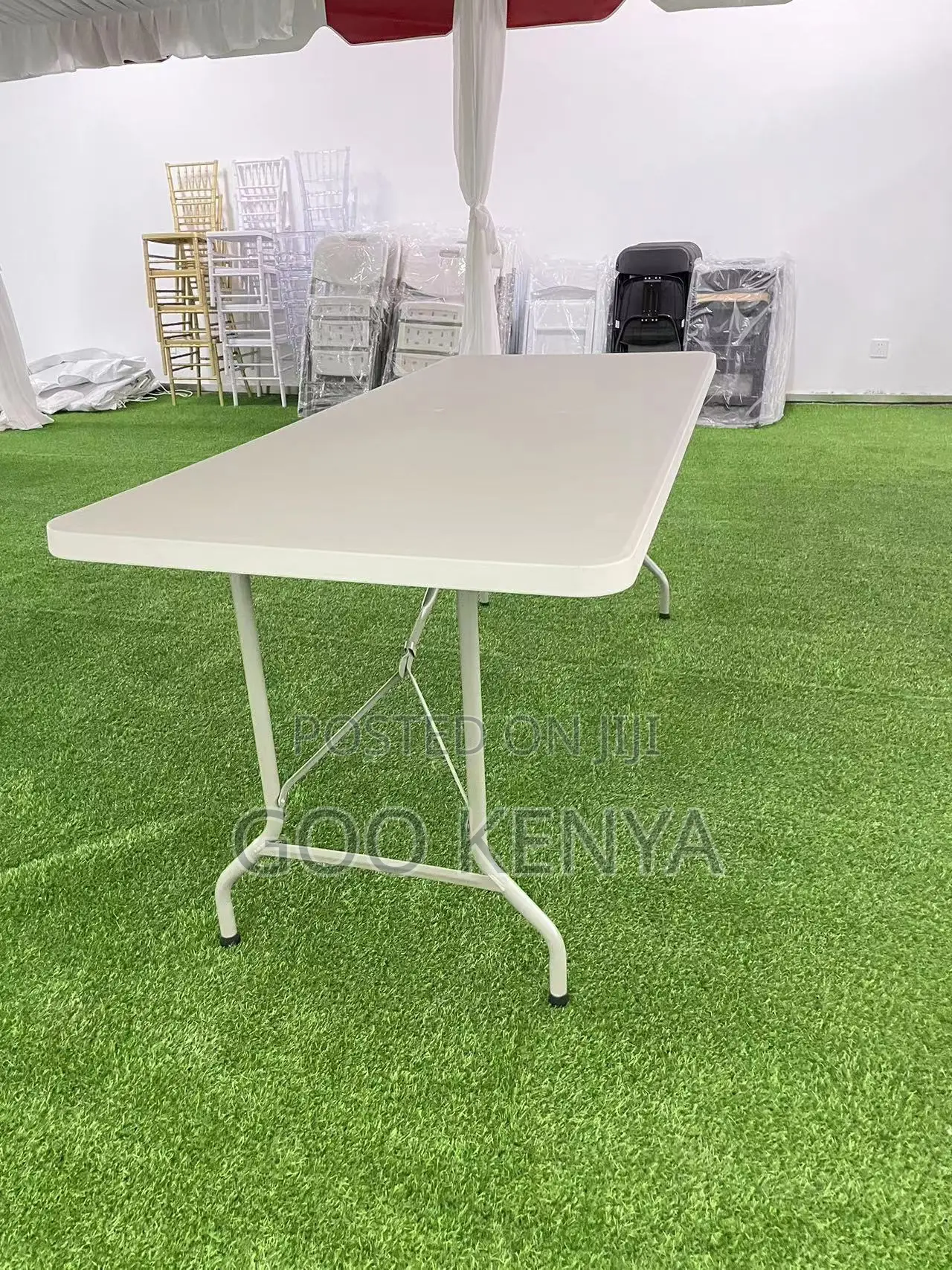 Home Table; White Expandable Fold-flat Outdoor Table