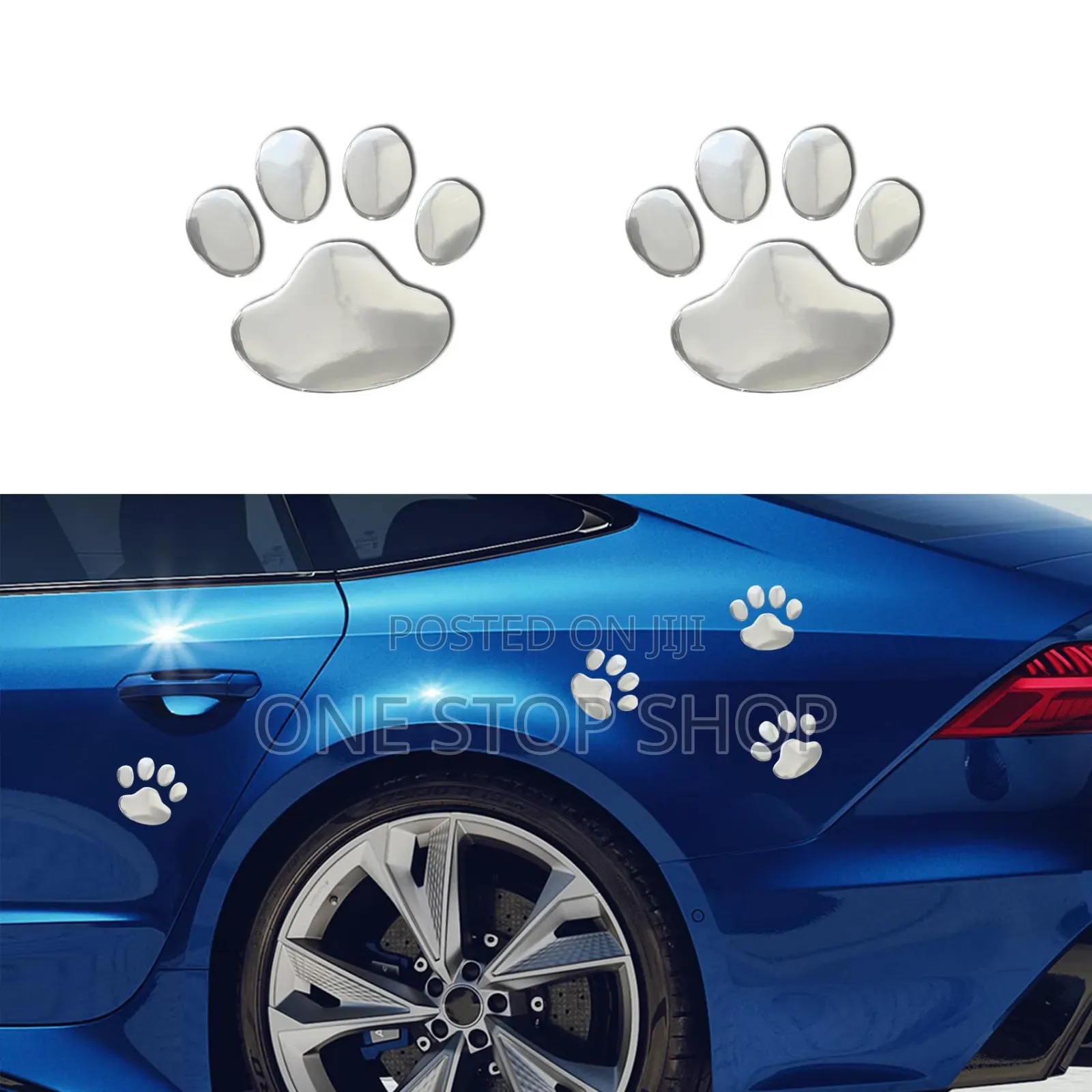 4pcs Set Dog/Cat Shiny PVC Cute Paw Print Stickers